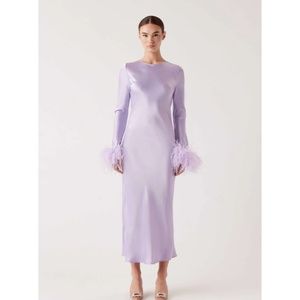 Ines Feather Satin Dress Lavender